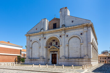 Cathedral of Santa Colomba and Tempio Malatestiano in Rimini Italy on a sunny day