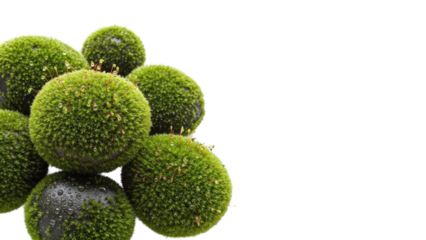 Green Moss Balls on White Background