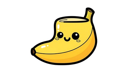 Cartoon banana with smiling face.