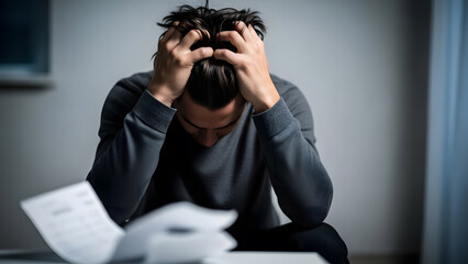 Financial Stress Mental Burden. Perfect for: mental health awareness, stress management content, economic psychology articles