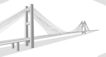 Fototapeta premium Modern Cable Stayed Bridge Architectural Sketch Illustration.