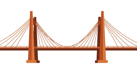 Fototapeta premium Modern Cable-Stayed Bridge Structure with Orange Towers.