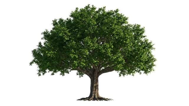 A majestic and mature deciduous tree with lush green foliage and a sturdy trunk, showcasing the beauty of nature and the outdoors