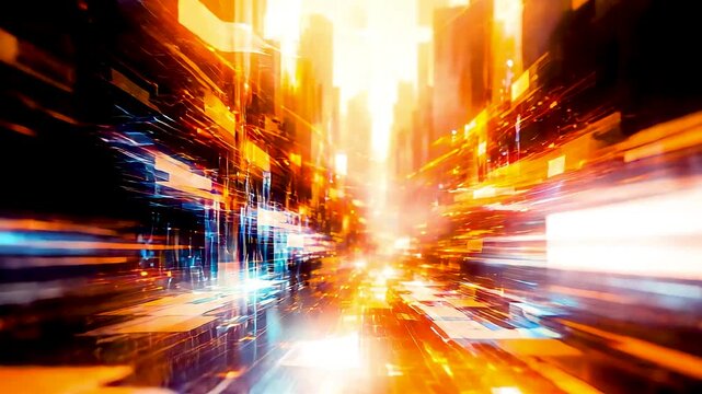 Dynamic Urban Light Streaks Rushing Through City Streets Creating High Speed Energy Abstract Motion and Nighttime Metropolis Atmosphere