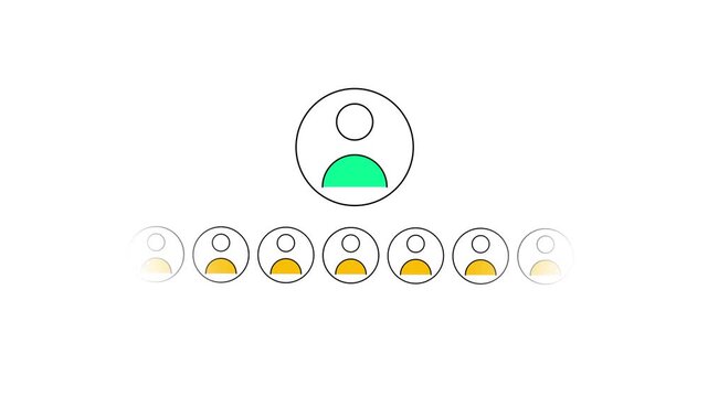 A large profile icon sits above a row of smaller users to represent a leader managing a diverse team or an audience following an influential creator