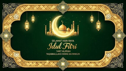 Elegant Eid Mubarak Greeting Card Design.