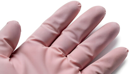 Glove on Hand: A close-up shot of a single pink glove, meticulously designed, perfectly encapsulates protection and cleanliness.