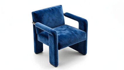 Elegant Upholstered Chair: A meticulously crafted blue armchair, its plush velvet fabric exuding comfort and sophistication, perfect for adding a touch of luxury to any interior space.