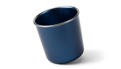 Metal Cup: An elegant blue metal cup, gleaming softly.
