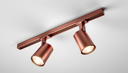 Track Lighting Fixture: Two sleek, modern track lights illuminate the space. The metallic fixture creates a dynamic interplay of light and shadow, highlighting architectural details.