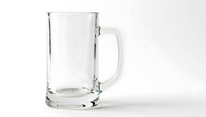 Clear Glass Mug: A transparent glass mug stands elegantly, perfect for enjoying a refreshing beverage, showcasing its minimalist design.