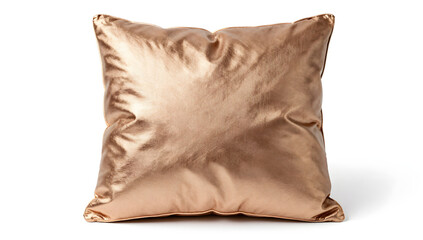 Golden Pillow's Cozy Texture: A close-up studio shot presents a single, plush pillow featuring a luxurious, shimmering golden fabric that promises comfort and elegance.
