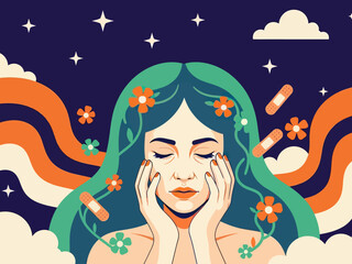 Flat design retro 60s 70s background