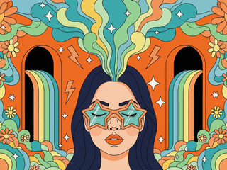 Flat design retro 60s 70s background