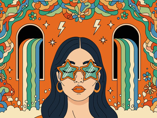 Flat design retro 60s 70s background