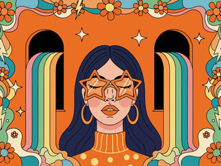 Flat design retro 60s 70s background