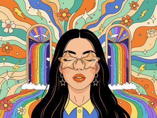 Flat design retro 60s 70s background