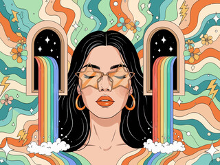 Flat design retro 60s 70s background