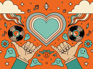 Flat design retro 60s 70s background