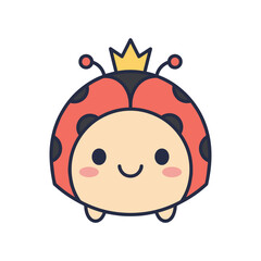 Obraz premium Adorable Cartoon Ladybug with Crown Vector Illustration