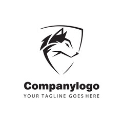 wolf head logo design template