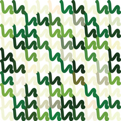 Abstract seamless pattern with green wavy squiggles. Retro boho style background with organic curved lines. Modern minimalist texture for textile, print, and wallpaper design.