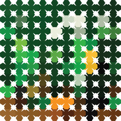 Abstract Geometric Cross Pattern Background. Green and Brown Camouflage Mosaic Texture. Seamless Plus Sign Vector Wallpaper for Textile and Fabric Design.