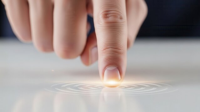 Index finger tapping imaginary button showing click action concept