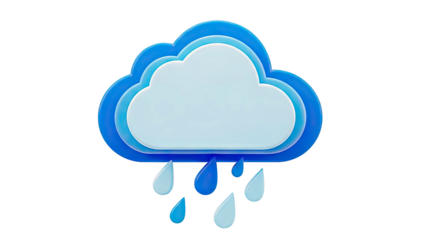 3D Blue Rain Cloud Icon