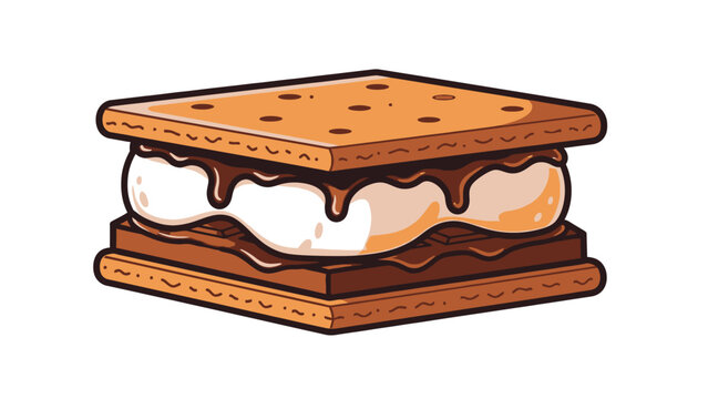 Delicious S'more Illustration with Gooey Marshmallow and Chocolate, Sweet Treat