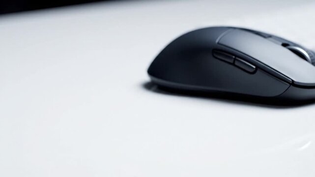 A sleek wireless computer mouse rests on a clean white surface, highlighting its modern design and technological functionality