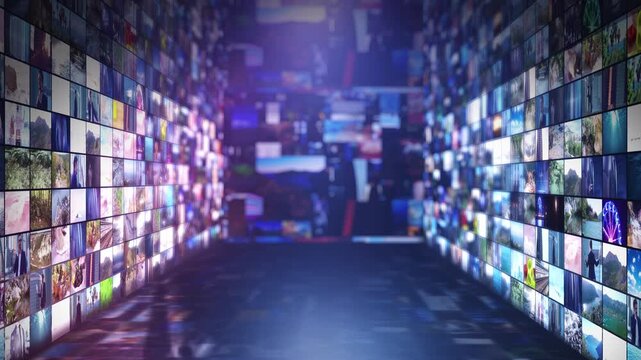 Media walls displaying mixed content