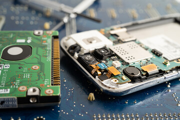 Repairing and upgrade circuit mainboard of notebook, electronic, computer hardware and technology.