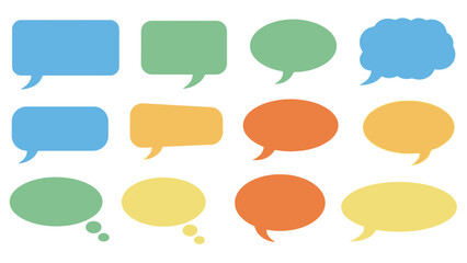 Fototapeta premium Collection of colorful speech bubbles and thought bubbles.