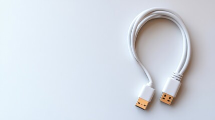 A usb cable against a white background symbolizes connectivity and data transfer.