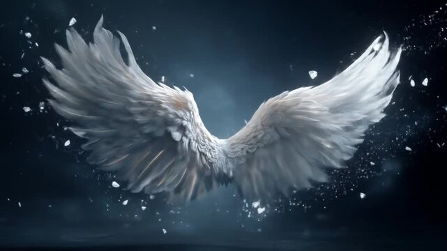 Abstract angel wings displayed against a dark blue background