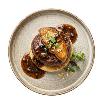 Filet rossini beef tenderloin foie gras truffle sauce gourmet steak fine dining elegant plate