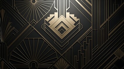 Geometric art deco design elements.