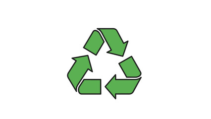 Obraz premium Green recycling symbol with dark outline promoting eco-friendly practices on isolated white background