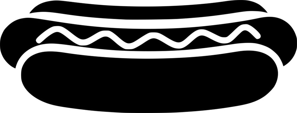 hot dog black silhouette vector, Simple silhouette Design vector icon with white background. Food vector
