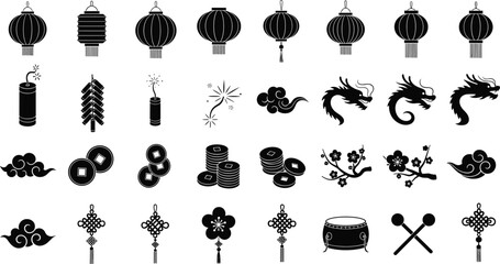 Vibrant Chinese New Year celebration elements and symbols