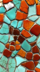 Mosaic Tile Delight: A close-up showcases a beautifully crafted mosaic of irregularly shaped tiles. The intricate arrangement, the vivid colors.