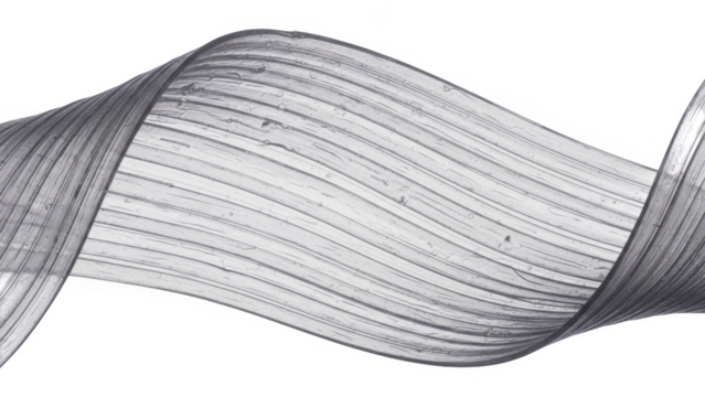 Translucent gray ribbon with parallel lines and small bubbles isolated on a transparent background fabric - Powered by Adobe