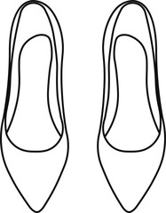 Pair of women high heels shoes. Line silhouette. Vector.
