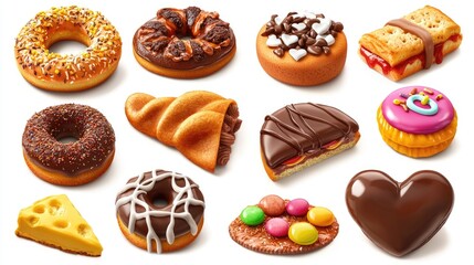 Unhealthy products. food bad for figure, skin, heart and teeth.