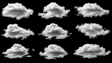 White fluffy clouds floating in a clear blue summer sky