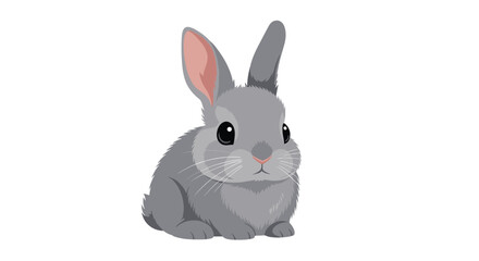 Obraz premium Small grey rabbit with pink ears and soft fur sits calmly in a minimalist portrait capturing the essence of woodland wildlife.