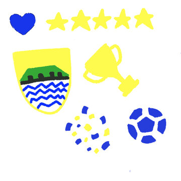 Blue football winning team
