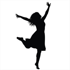 Happy Dancing Woman Silhouette Illustration