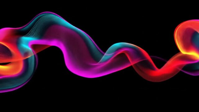 Abstract flowing colorful forms on black background graphic design element